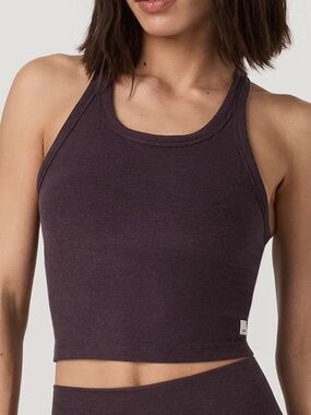 Vuori Heathered Plum Racerback Crop Tank